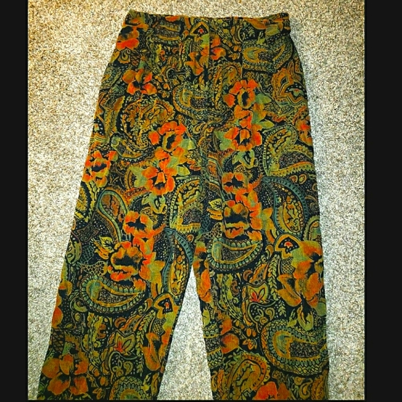OBR Pants - Rare Vintage Corduroy Funky 70s Style Floral Pants